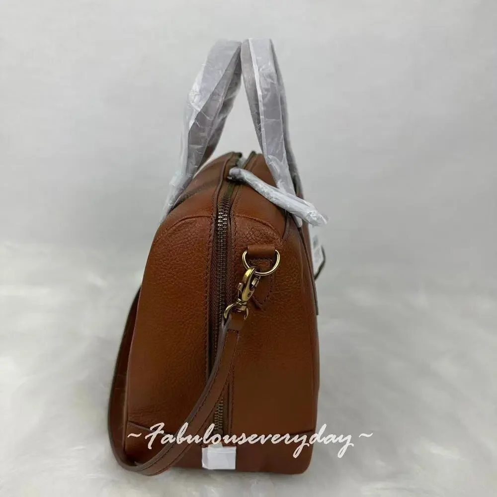 Fossil Sydney Satchel Crossbody Handbag Medium In Leather/Gold/Brown NWT